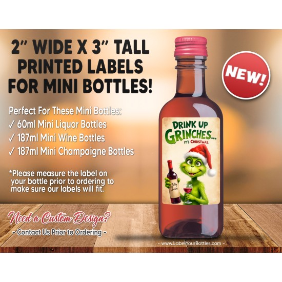 - Drink Up Grinches Christmas Holiday Wine Label