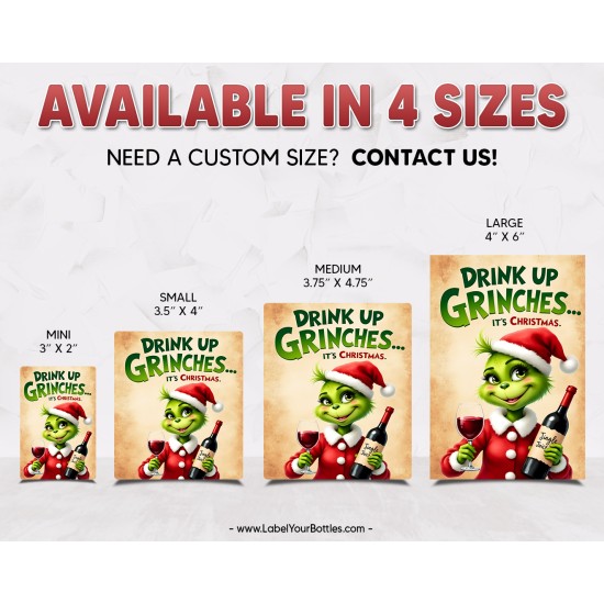 Drink Up Grinches Christmas Holiday Wine Labels – Design 13