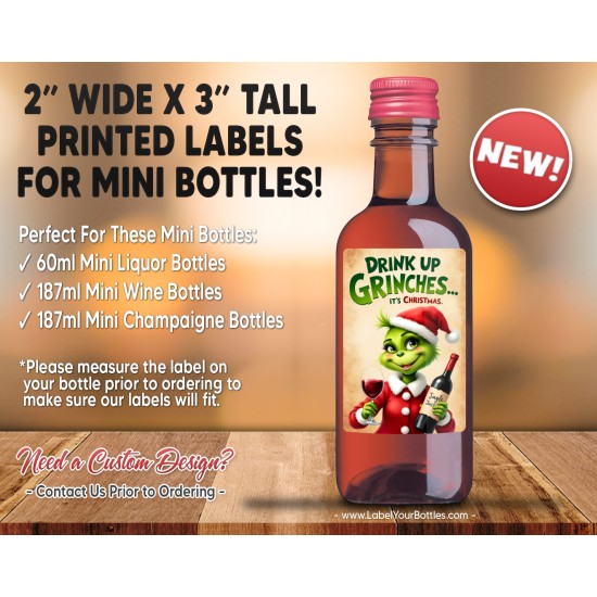 Drink Up Grinches Christmas Holiday Wine Labels – Design 13