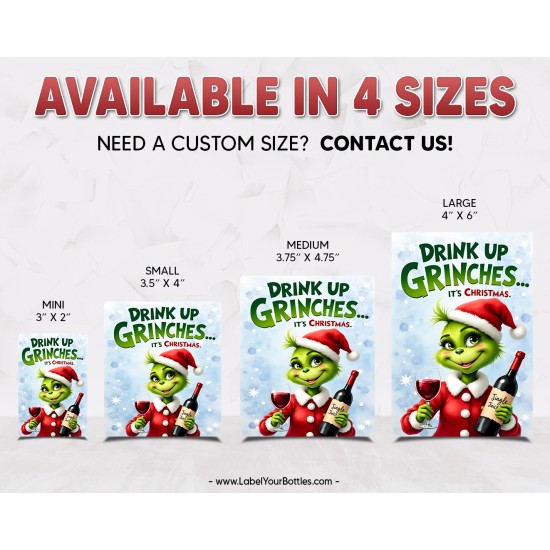 Drink Up Grinches Christmas Holiday Wine Labels – Design 14