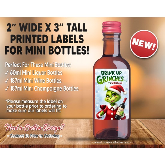 Drink Up Grinches Christmas Holiday Wine Labels – Design 14