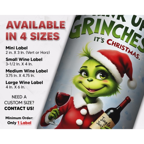 Drink Up Grinches Christmas Holiday Wine Labels – Design 14