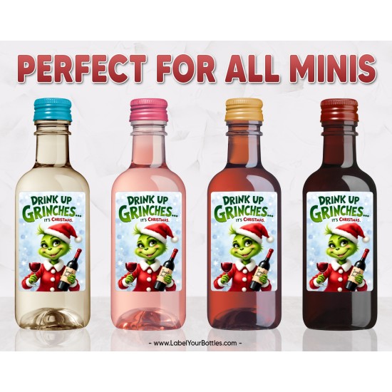 Drink Up Grinches Christmas Holiday Wine Labels – Design 14